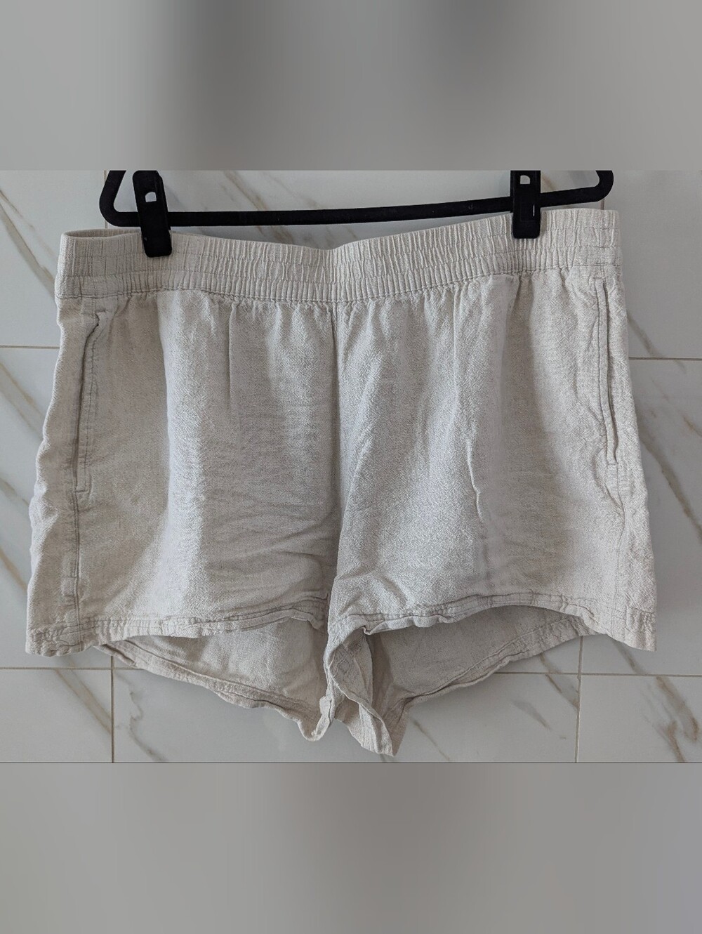 Old Navy Light Beige Linen Lounge Shorts Comfort Waistband